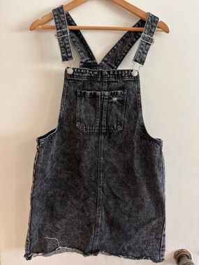 wild fable Black Washed Denim Overall Dress